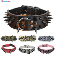 Dog Collar with Black Sharp Spikes Studded for Large Dog - GAME-BRED K-9's