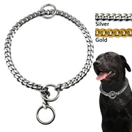 Dog Chain Choker Collar Strong Silver Gold Chrome Steel Metal - GAME-BRED K-9's
